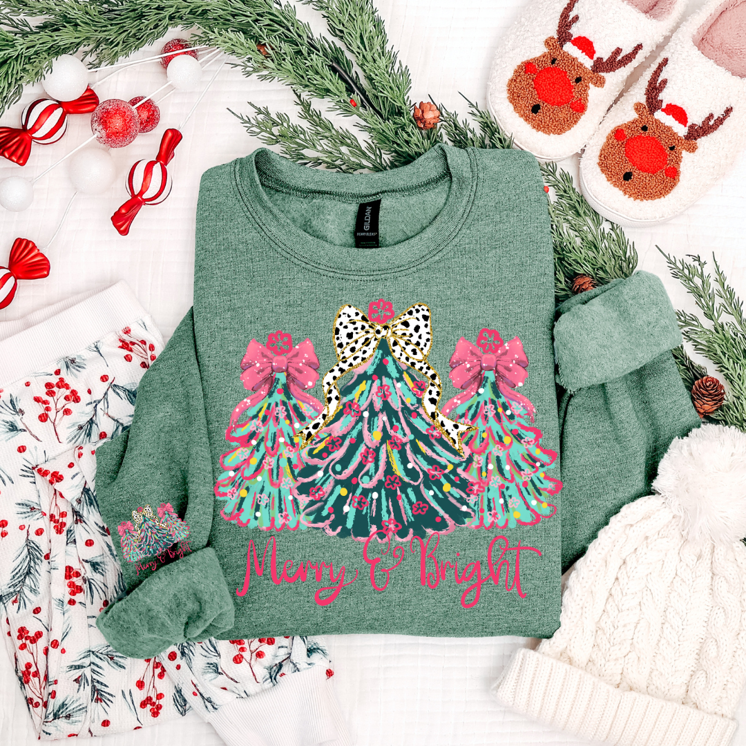 MERRY & BRIGHT CHRISTMAS TREE COQUETTE SWEATSHIRT