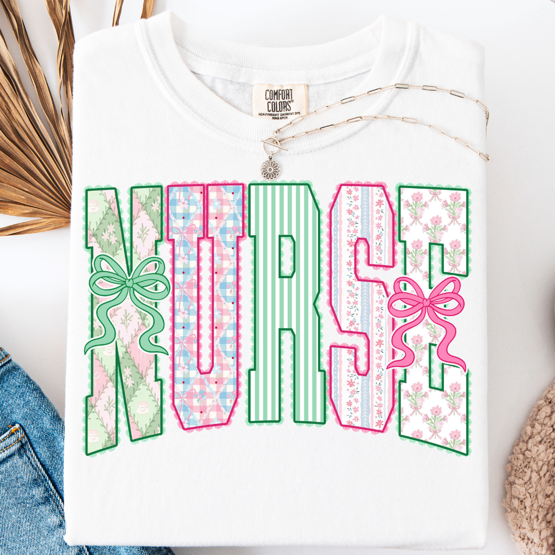 RETRO NURSE COQUETTE FLORAL T-SHIRT