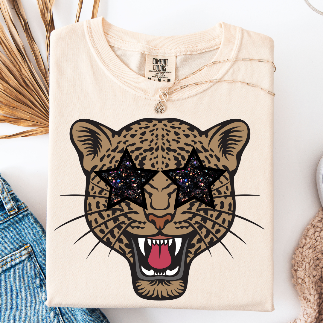 PREPPY NEON STAR-EYED LEOPARD T-SHIRT