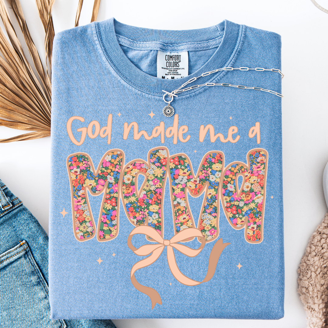 GOD MADE ME A MAMA BOW COQUETTE T-SHIRT