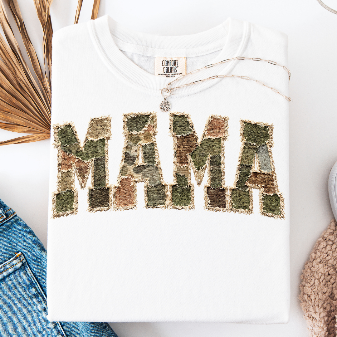 CAMO PATCHWORK MAMA T-SHIRT