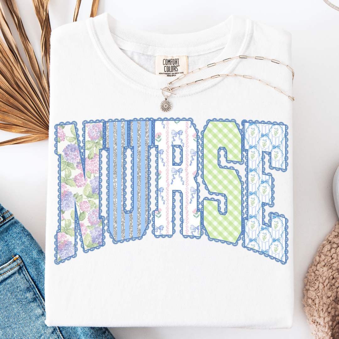 RETRO NURSE COQUETTE FLORAL T-SHIRT