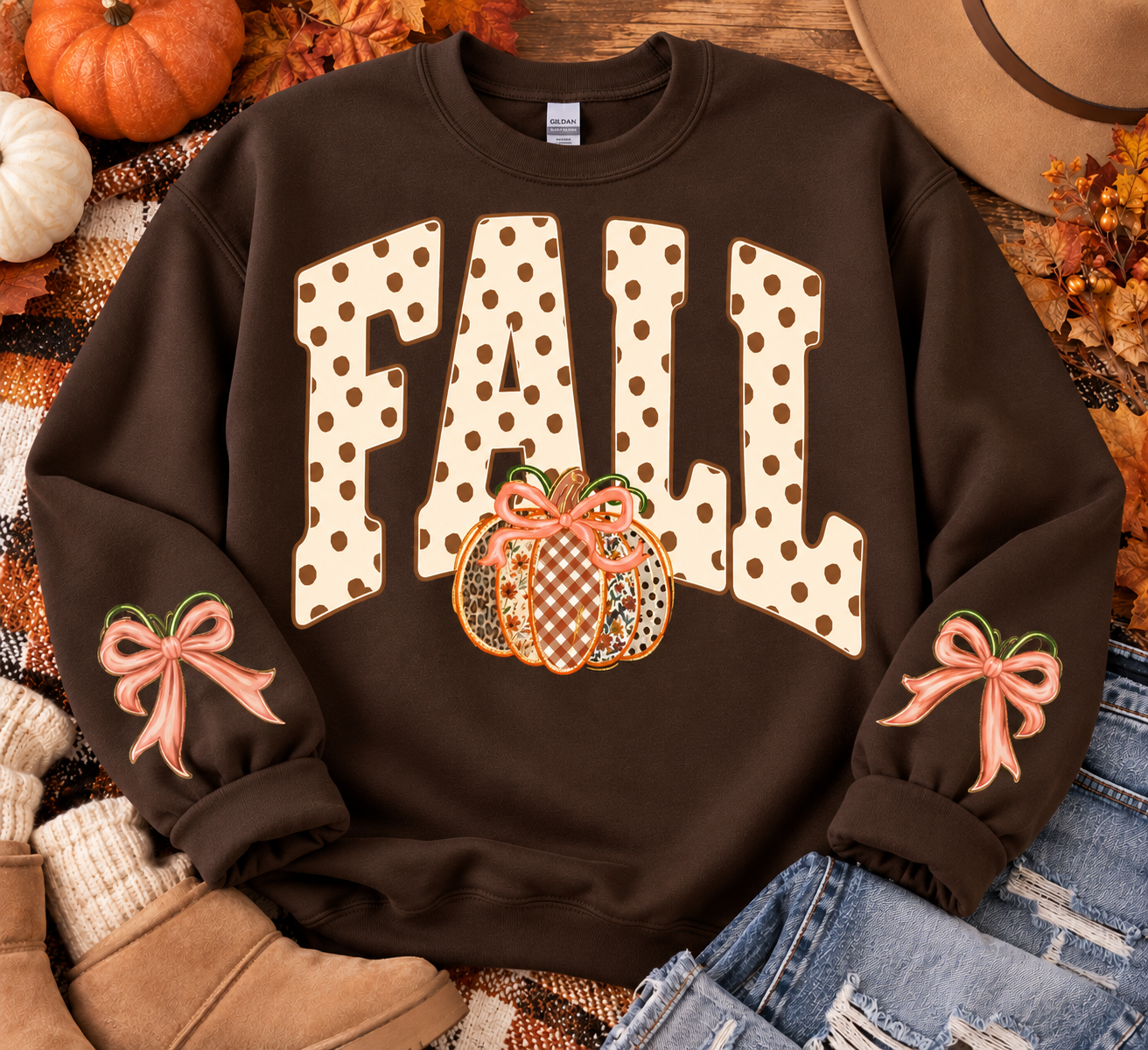 POLKA DOT FALL PRINT SWEATSHIRT