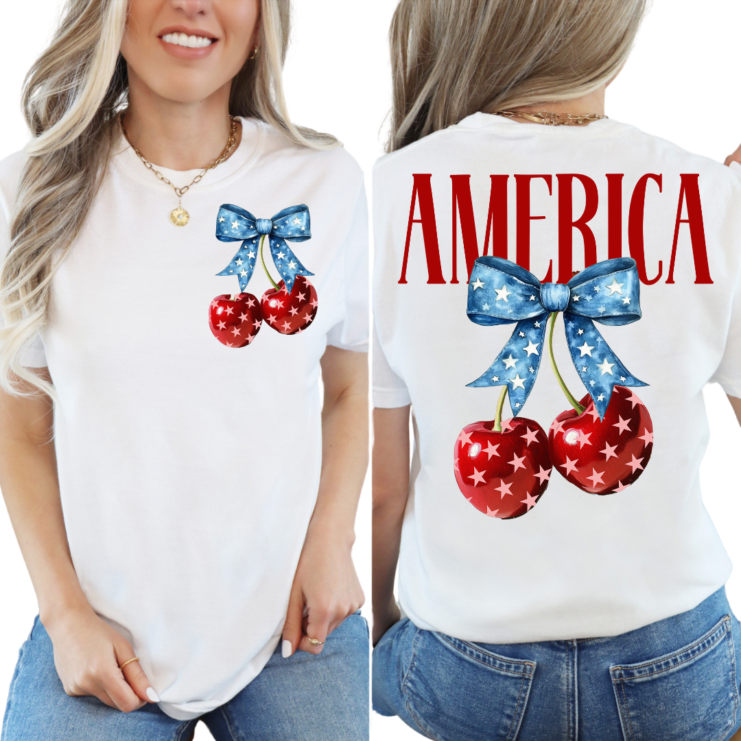 AMERICA CHERRIES T-SHIRT (FRONT AND BACK)