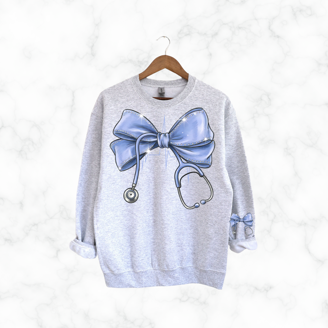 BLUE BOW STETHOSCOPE SWEATSHIRT