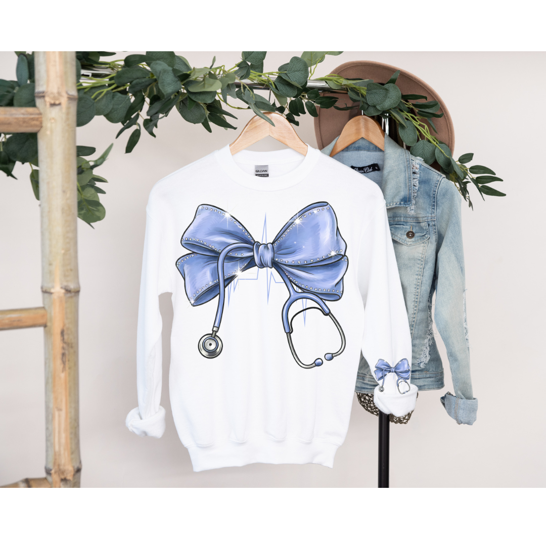 BLUE BOW STETHOSCOPE SWEATSHIRT