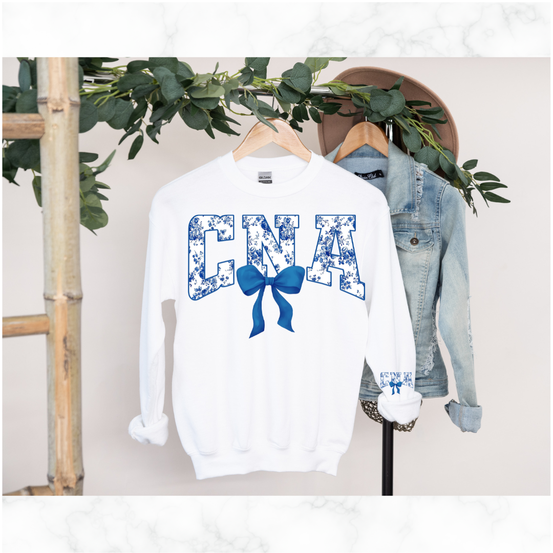 CNA FLORAL BLUE BOW SWEATSHIRT