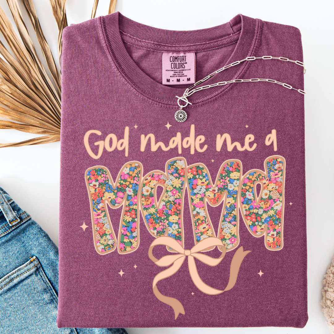 GOD MADE ME A MAMA BOW T-SHIRT