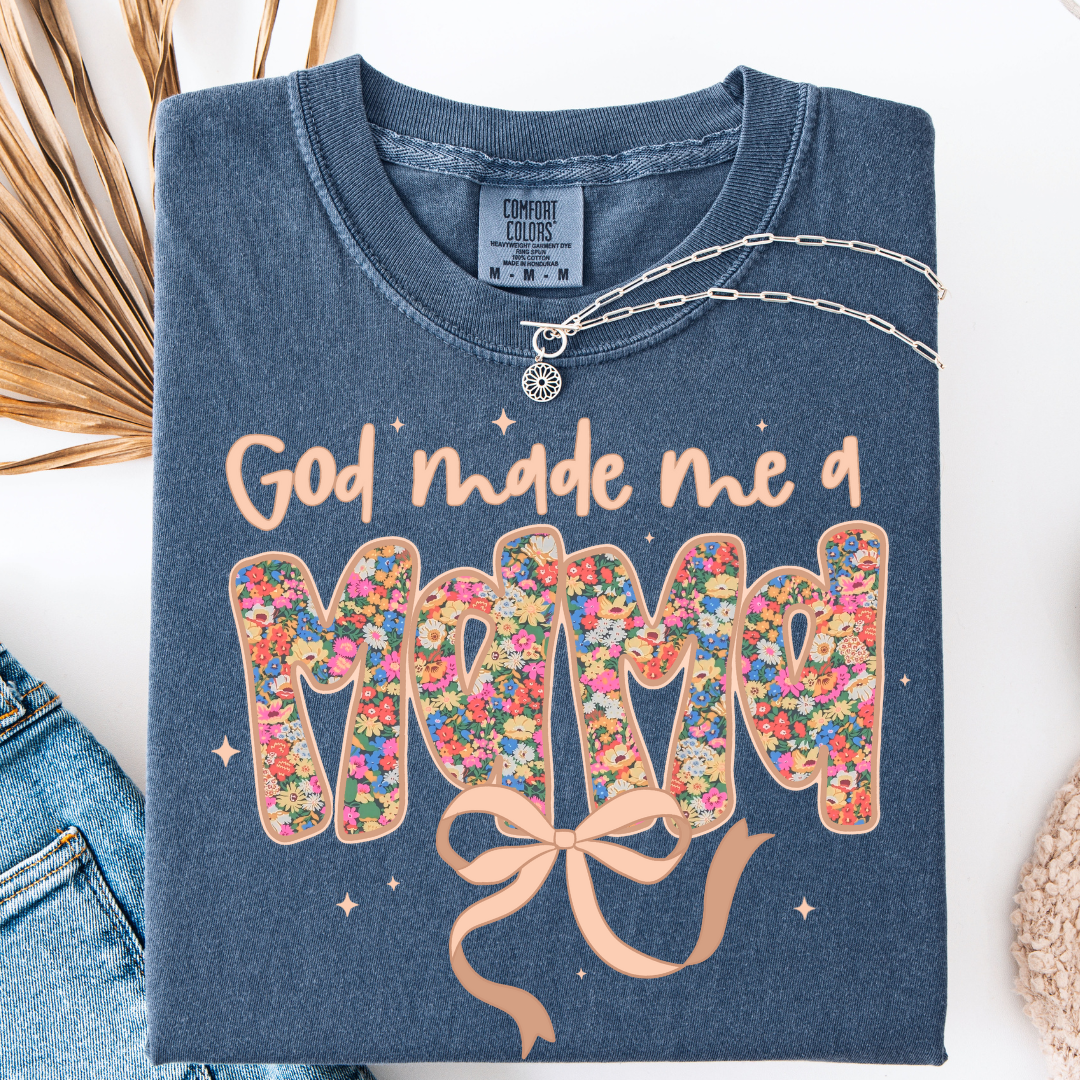 GOD MADE ME A MAMA BOW T-SHIRT