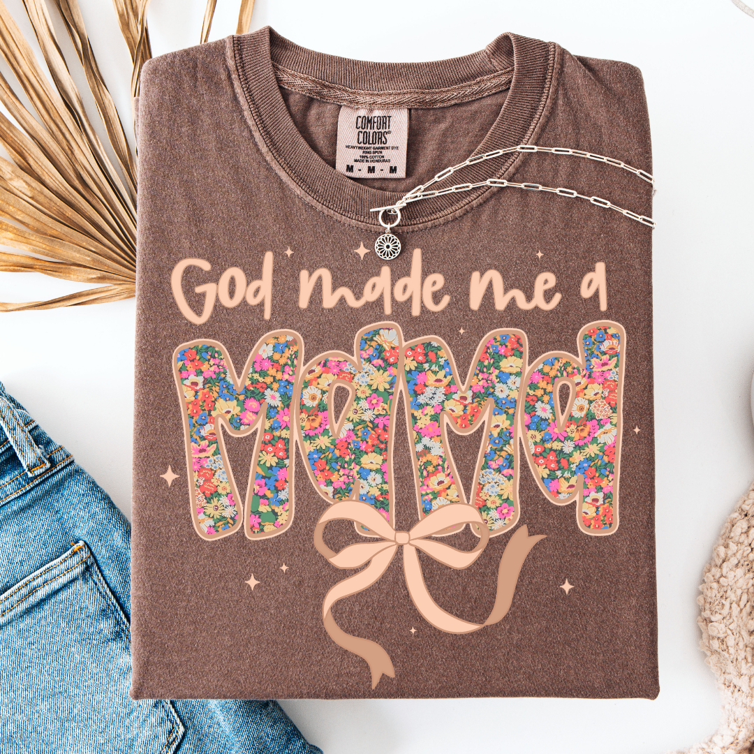 GOD MADE ME A MAMA BOW T-SHIRT