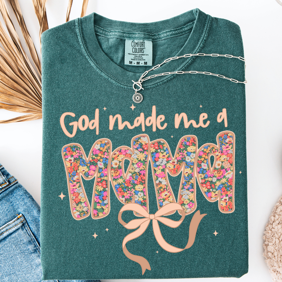 GOD MADE ME A MAMA BOW T-SHIRT