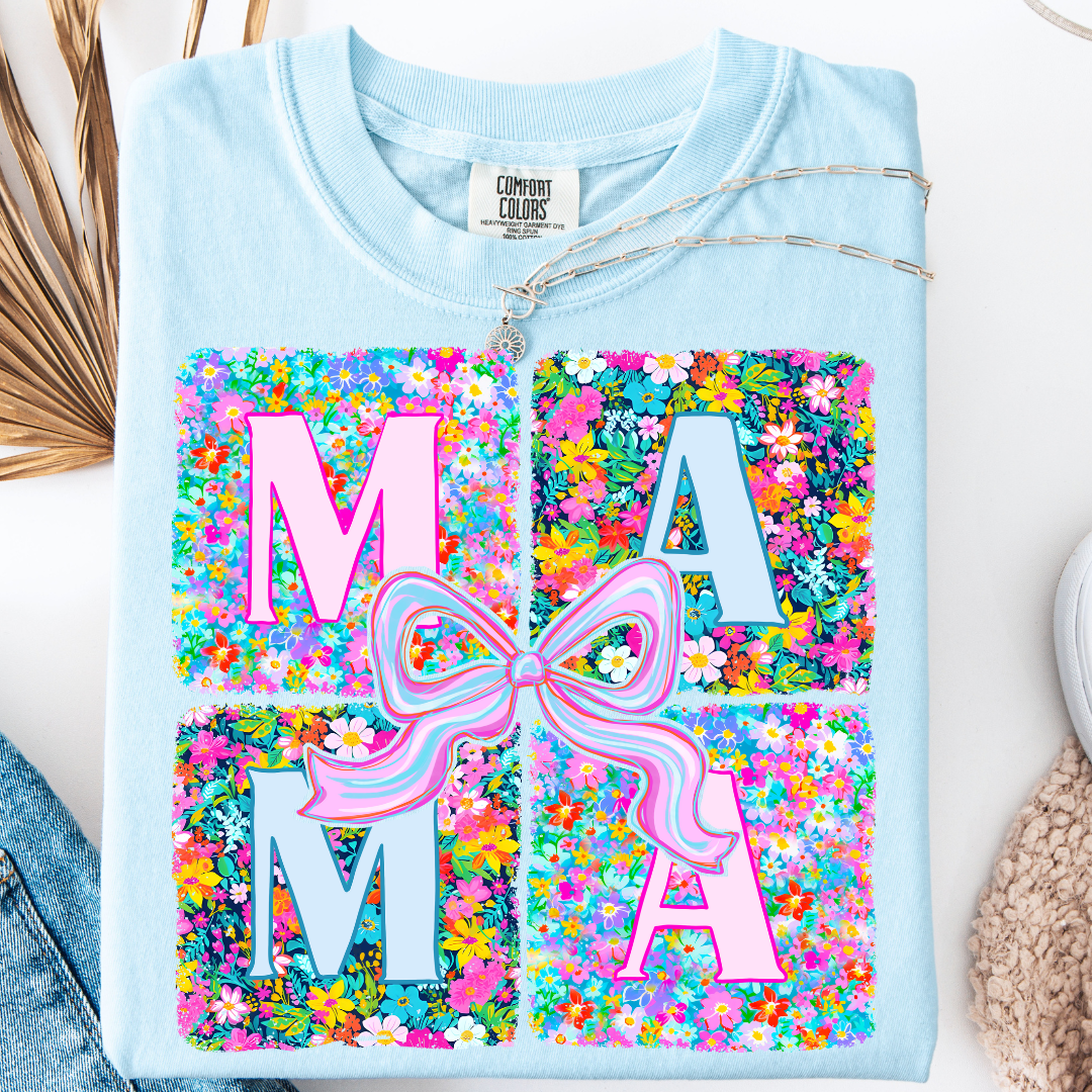 MAMA FLORAL BOW BOX T-SHIRT