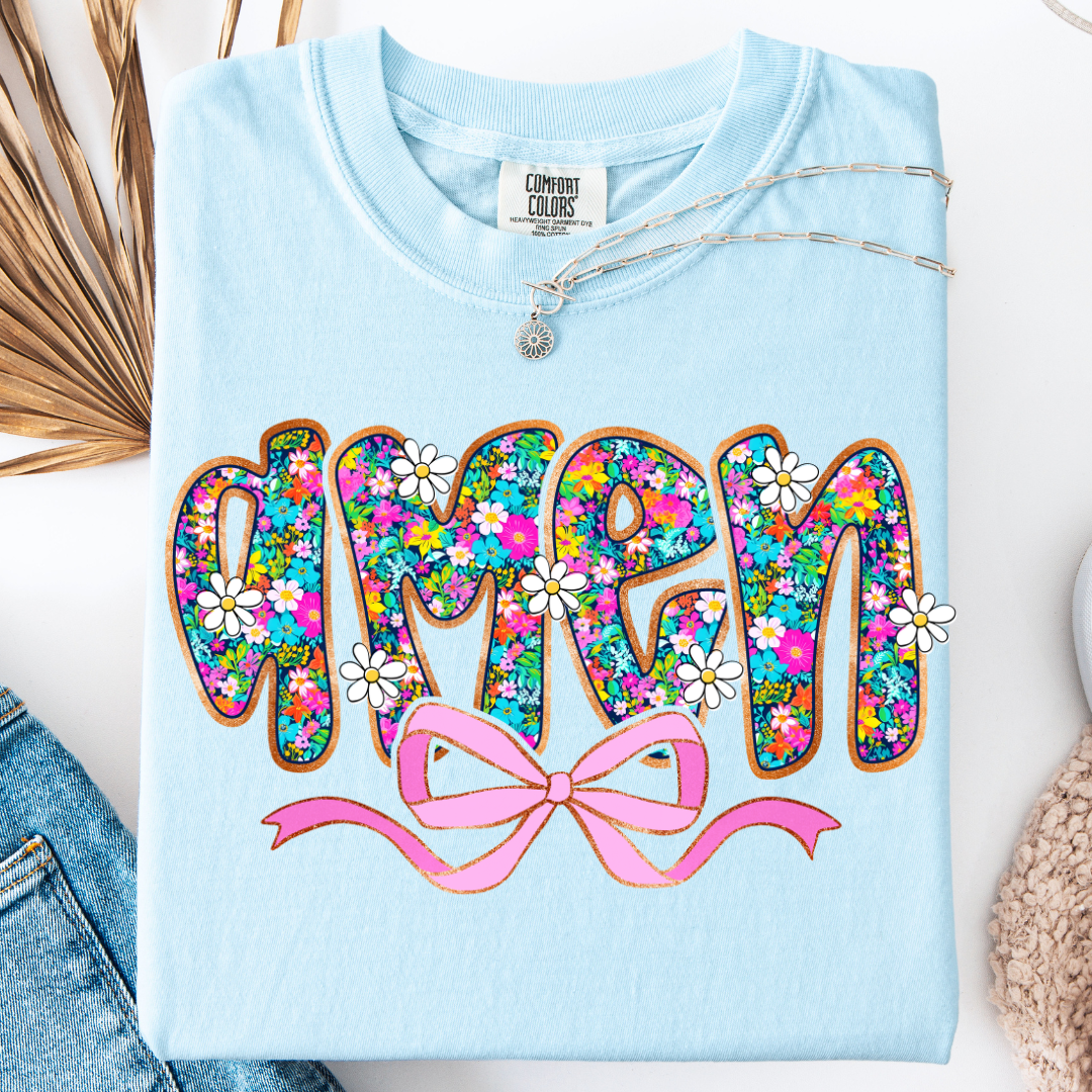 AMEN FLORAL BOW T-SHIRT