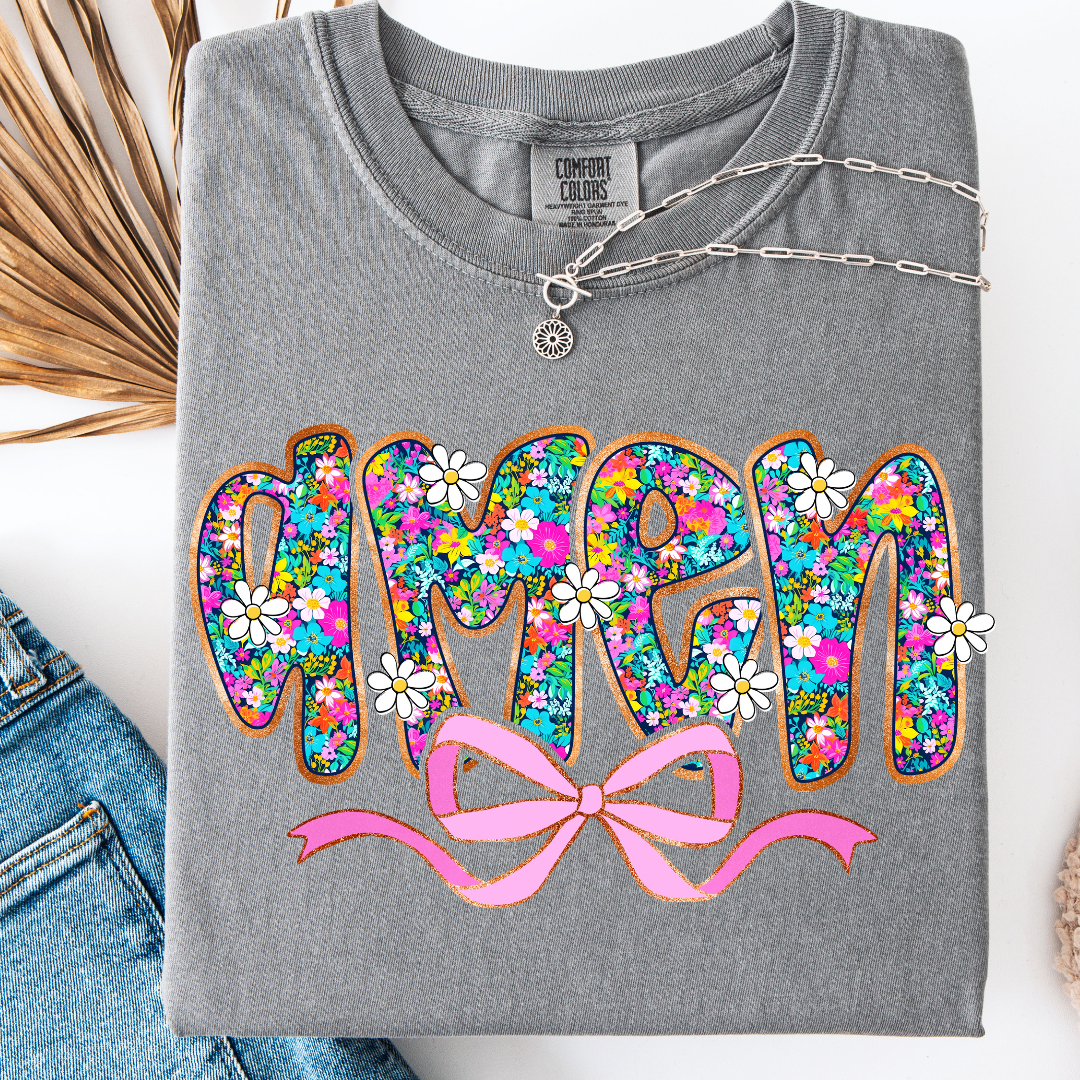 AMEN FLORAL BOW T-SHIRT