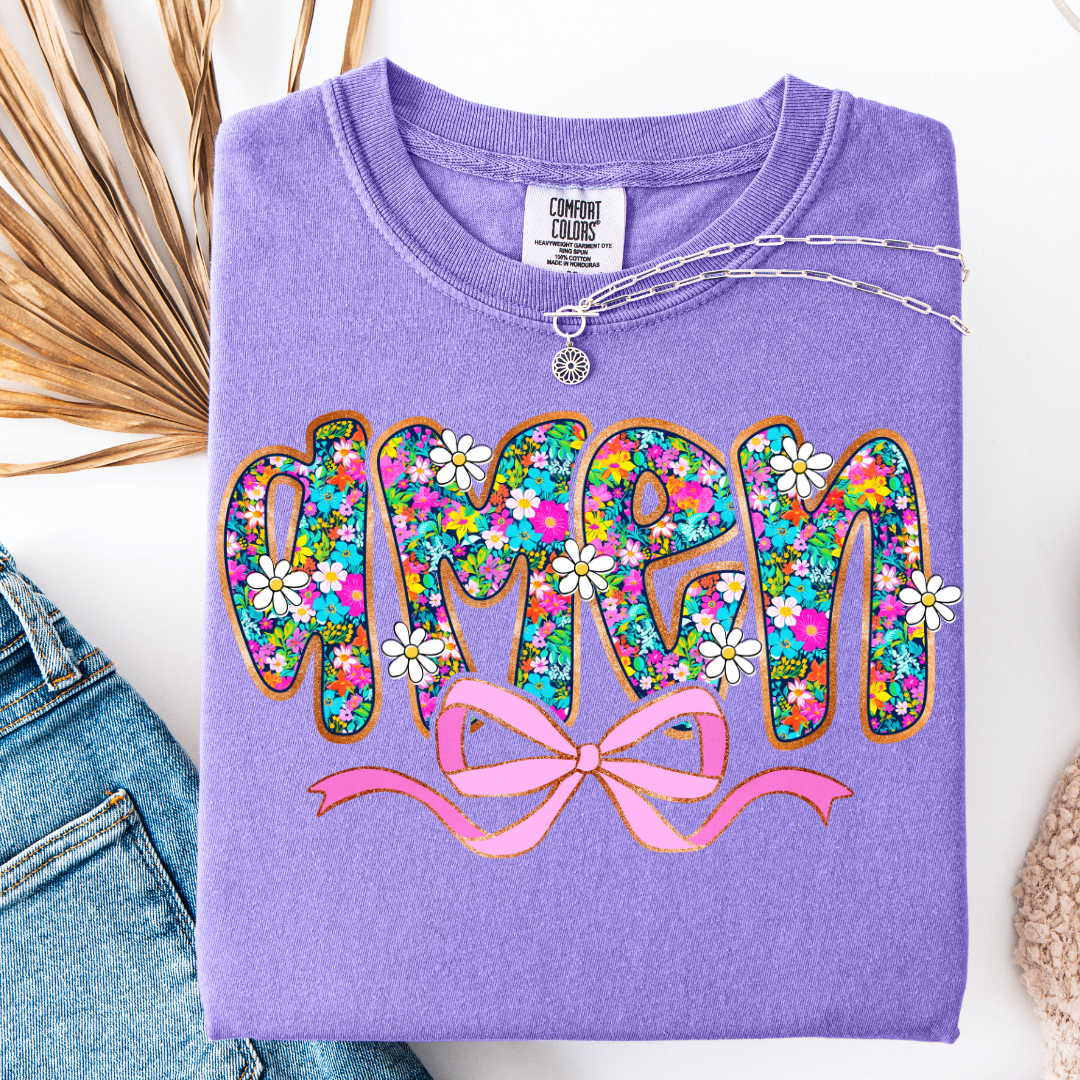 AMEN FLORAL BOW T-SHIRT