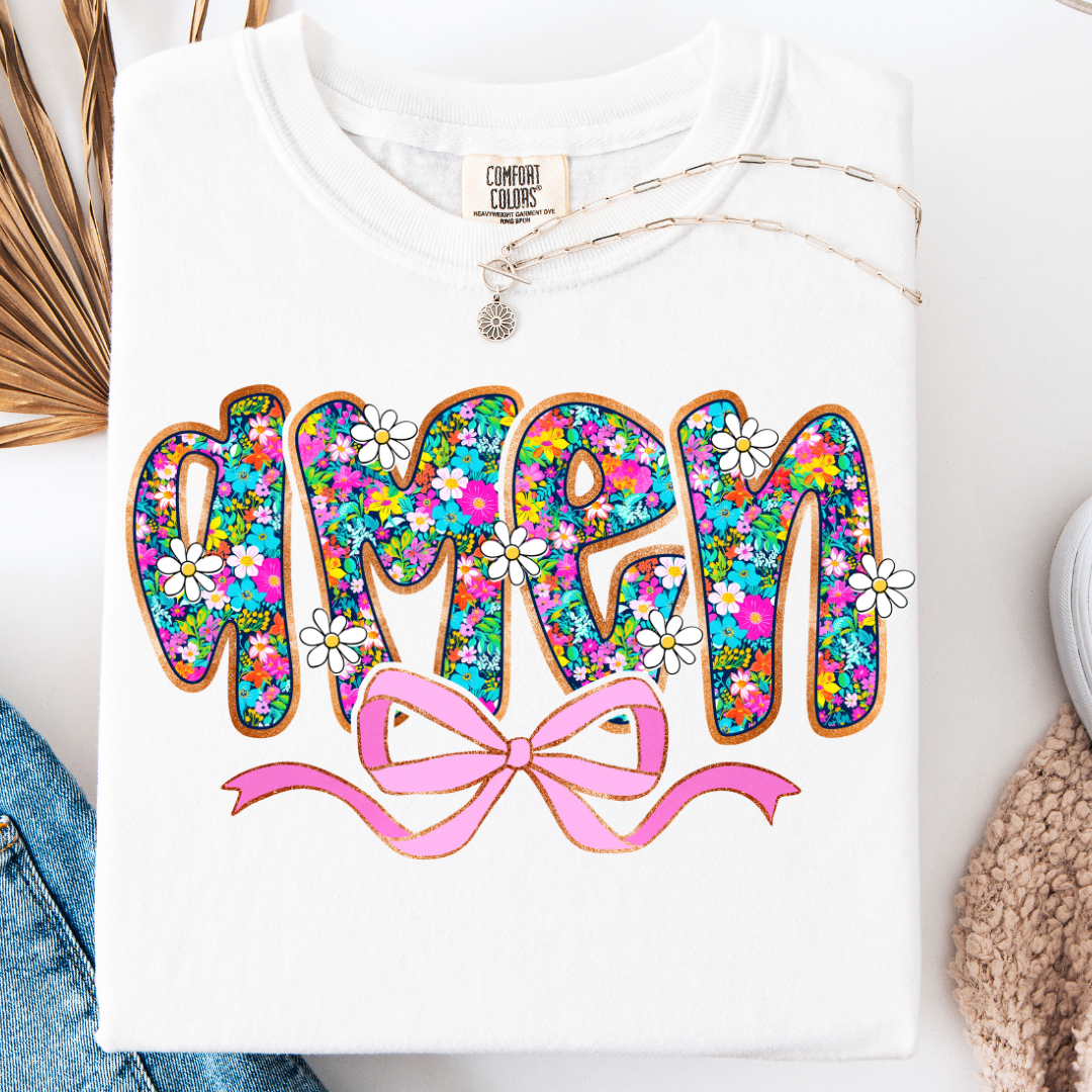 AMEN FLORAL BOW T-SHIRT