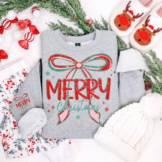 DISTRESSED COQUETTE MERRY CHRISTIMAS SWEATSHIRT