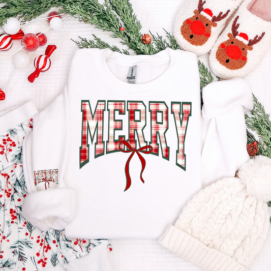 PLAID MERRY SWEATSHIRT