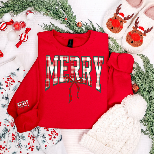 PLAID MERRY SWEATSHIRT