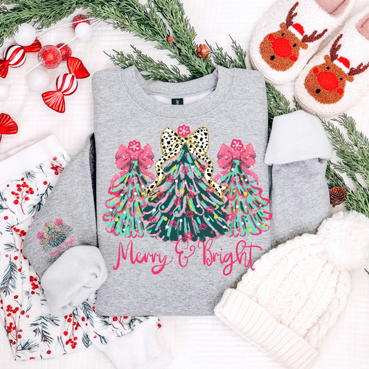 MERRY & BRIGHT CHRISTMAS TREE COQUETTE SWEATSHIRT