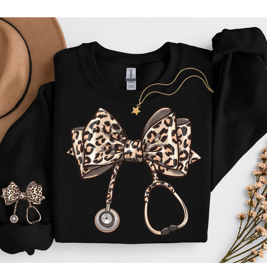LEOPARD COQUETTE STETHOSCOPE SWEATSHIRT