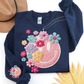 FAUX YARN RETRO SMILELY FACE FLORAL SWEATSHIRT