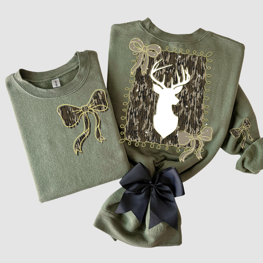 DEER CAMO COQUETTE SWEATSHIRT