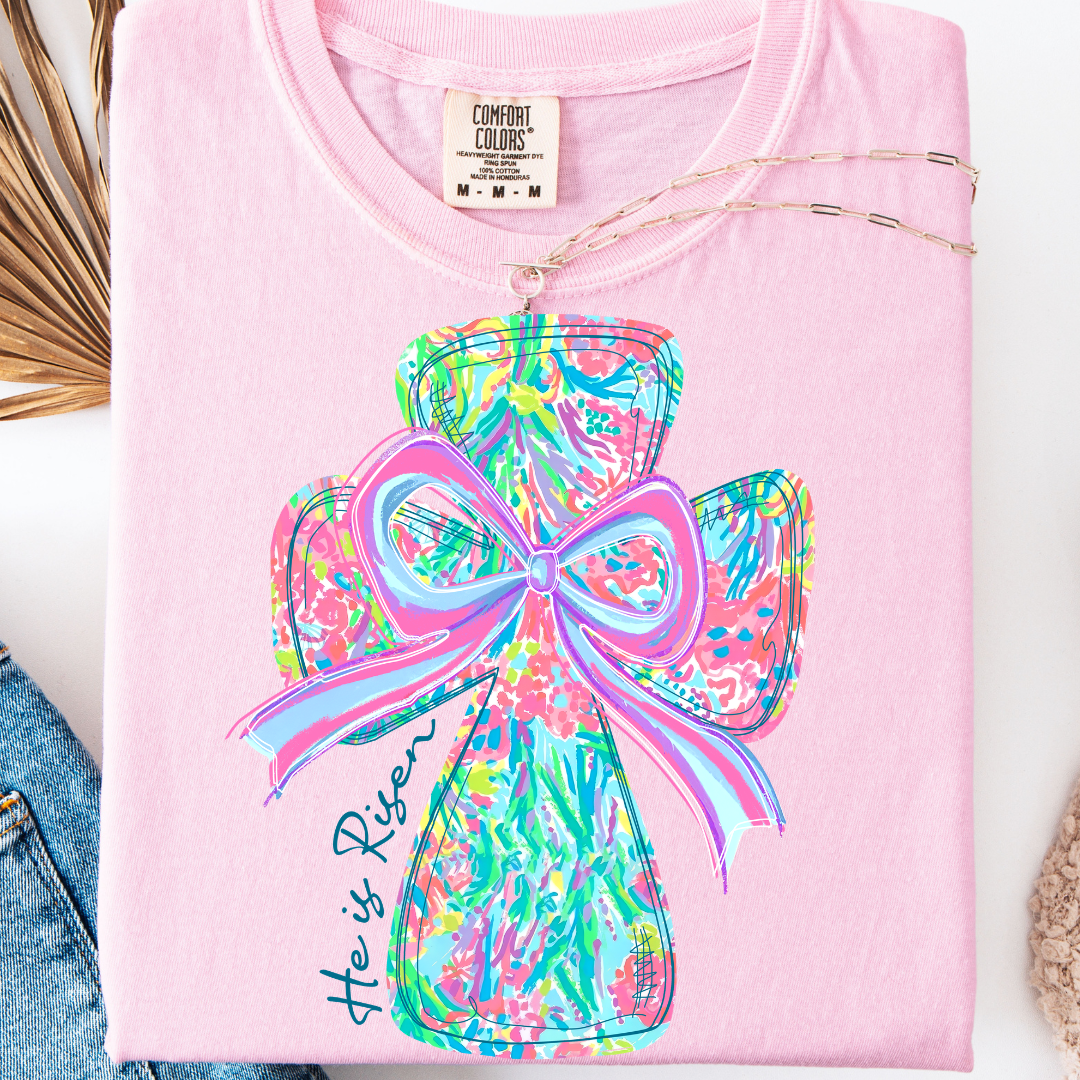 BRIGHT FLORAL COQUETTE CROSS T-SHIRT