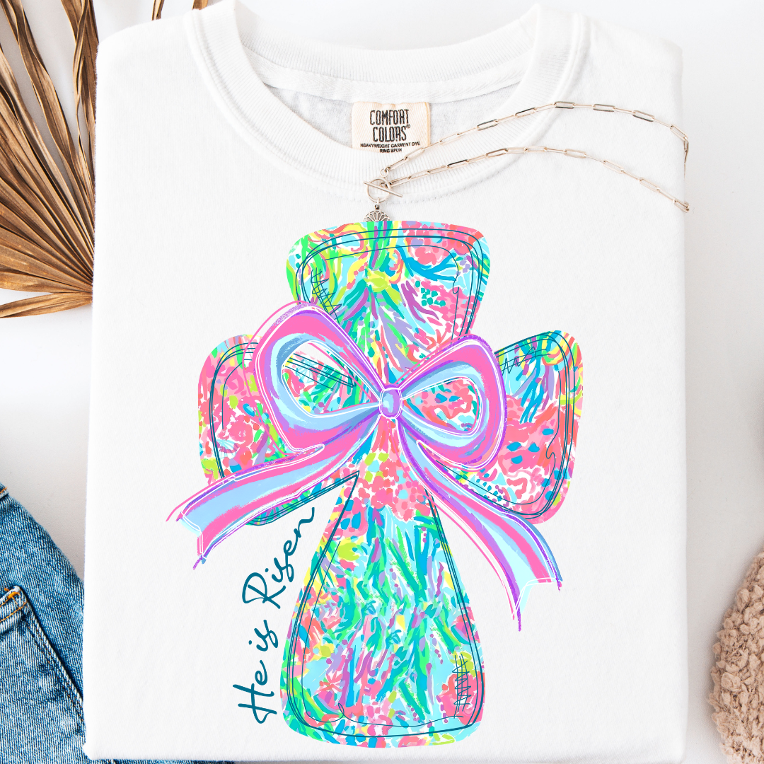 BRIGHT FLORAL COQUETTE CROSS T-SHIRT
