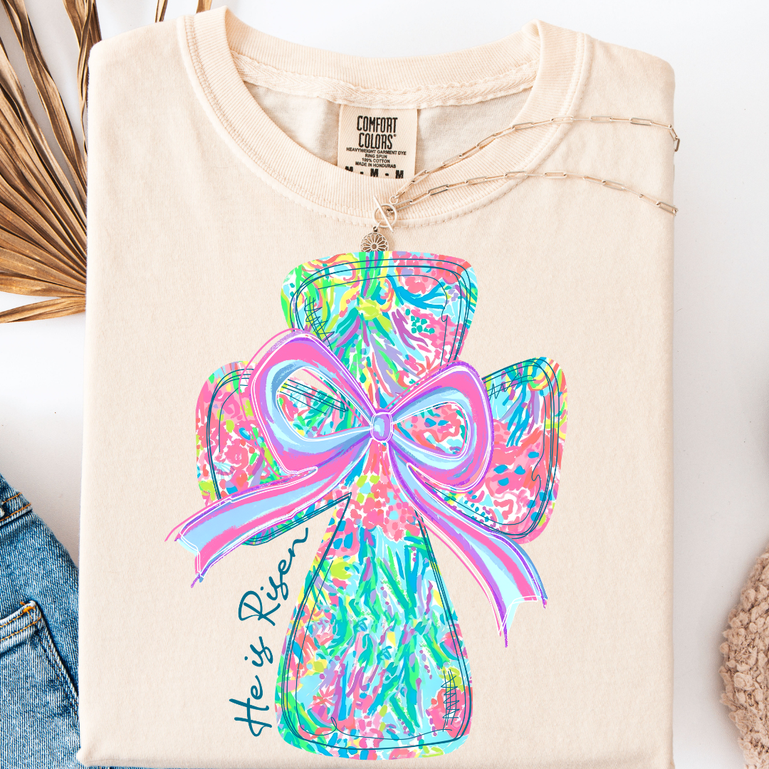 BRIGHT FLORAL COQUETTE CROSS T-SHIRT