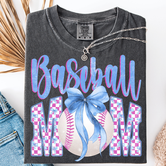 BASEBALL MOM COQUETTE BOW T-SHIRT