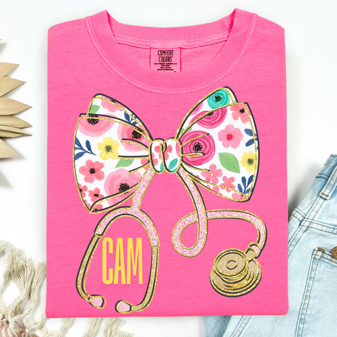 PERSONALIZED PREPPY STETHOSCOPE  NURSE T-SHIRT