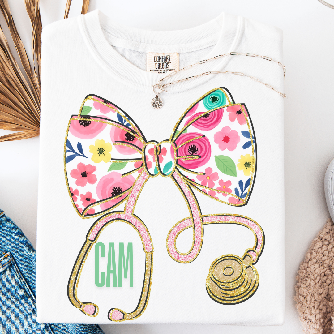 PERSONALIZED PREPPY STETHOSCOPE  NURSE T-SHIRT