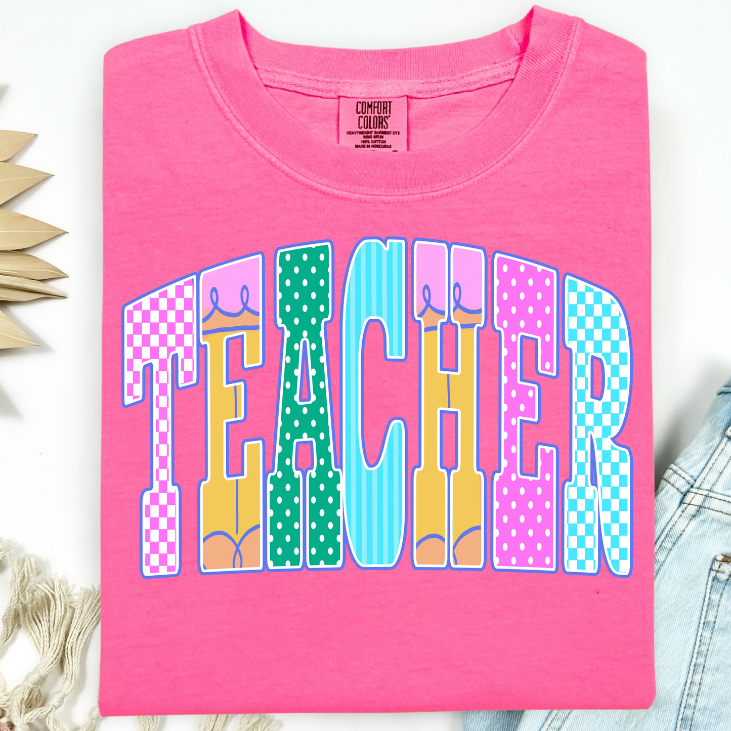 PREPPY NEON POLKA DOT EDUCATOR T-SHIRT