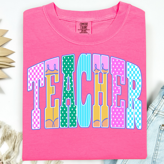 PREPPY NEON POLKA DOT EDUCATOR T-SHIRT