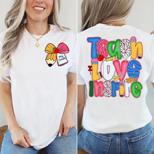 CUSTOM PREPPY TEACHER PENCIL COQUETTE COW T-SHIRT