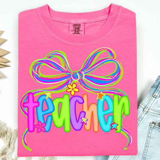 PERPPY NEON TEACH BOW T-SHIRT