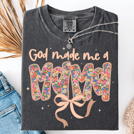 GOD MADE ME A MAMA BOW COQUETTE T-SHIRT