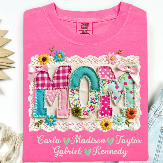 VINTAGE FAUX QUILTED MOM T-SHIRT