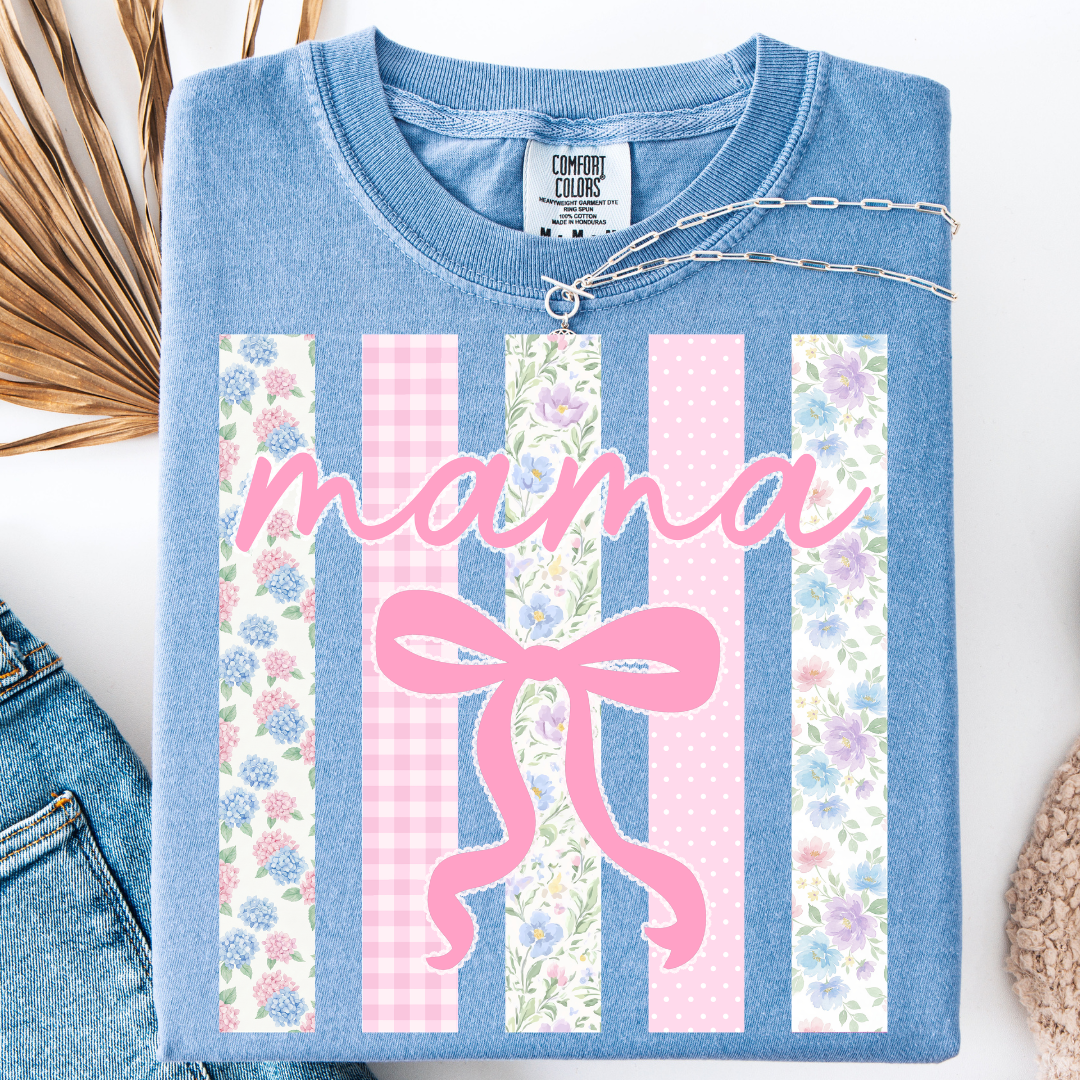 PERSONALIZED STRIPED BOW COQUETTE TITLE T-SHIRT