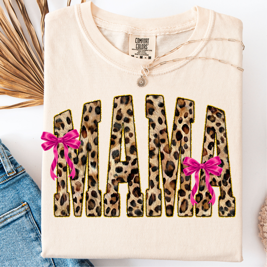 MAMA LEOPARD BOW T-SHIRT