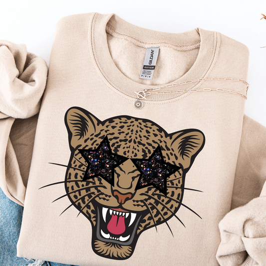 PREPPY NEON STAR-EYED LEOPARD SWEATSHIRT