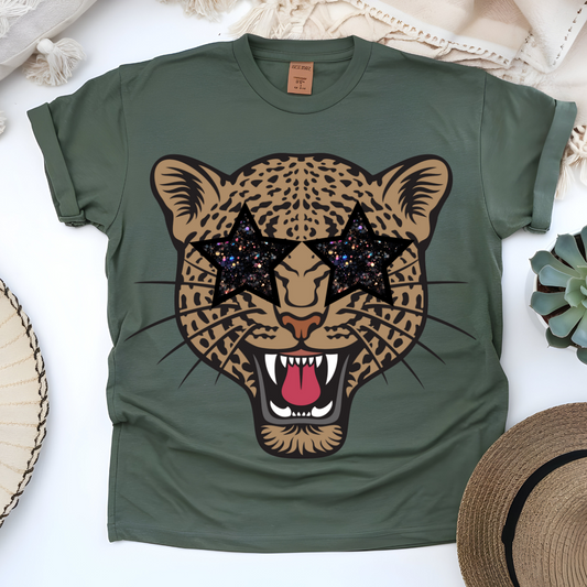 PREPPY NEON STAR-EYED LEOPARD T-SHIRT