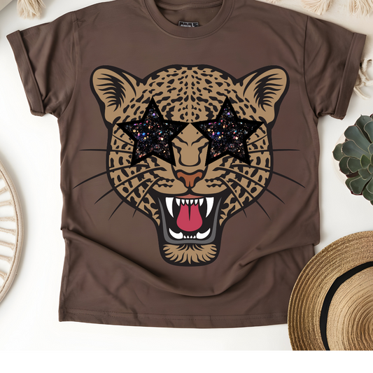 PREPPY NEON STAR-EYED LEOPARD T-SHIRT