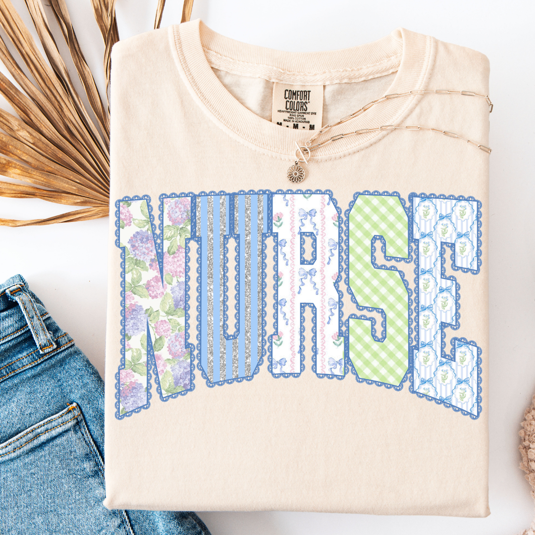 RETRO NURSE COQUETTE FLORAL T-SHIRT