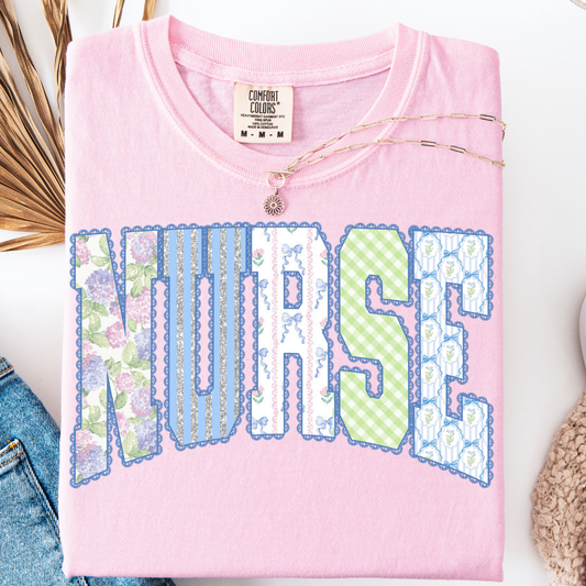 RETRO NURSE COQUETTE FLORAL T-SHIRT