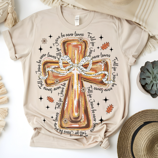 JESUS NEVER LEAVES T-SHIRT