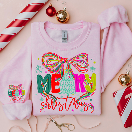 MERRY CHRISTMAS PREPPY COQUETTE SWEATSHIRT
