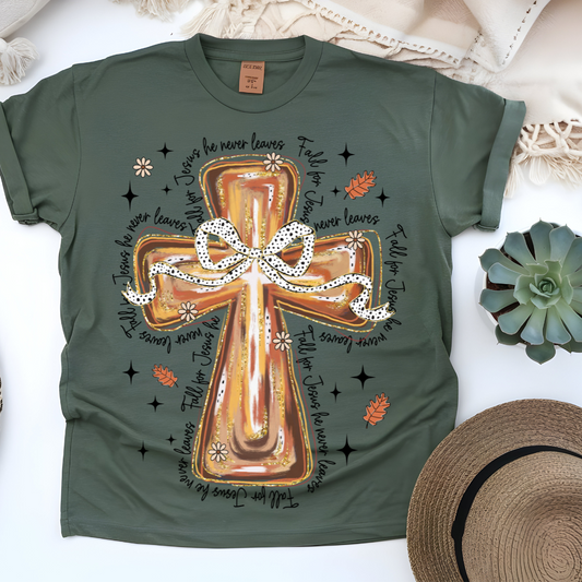 JESUS NEVER LEAVES T-SHIRT