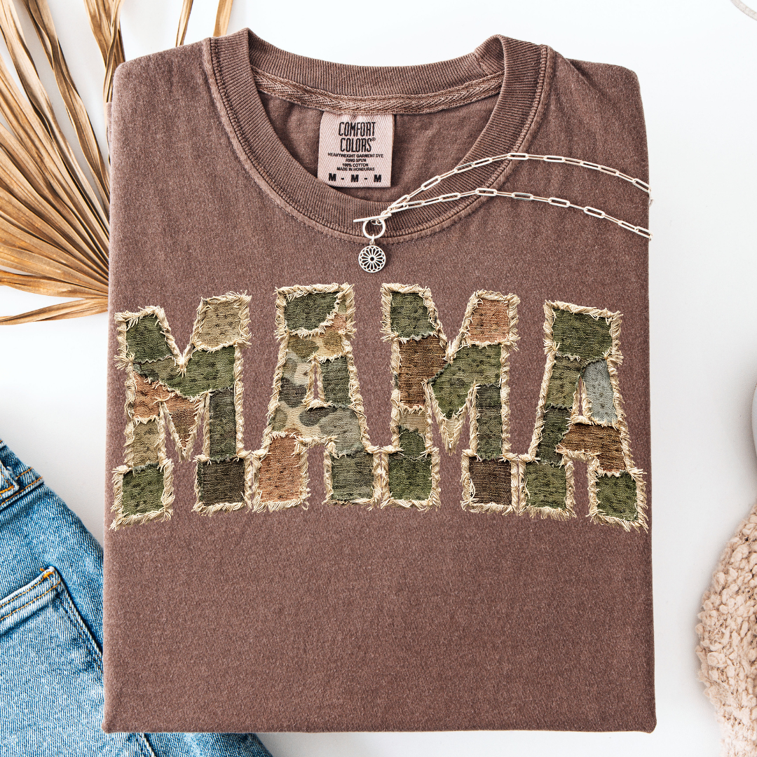 CAMO PATCHWORK MAMA T-SHIRT